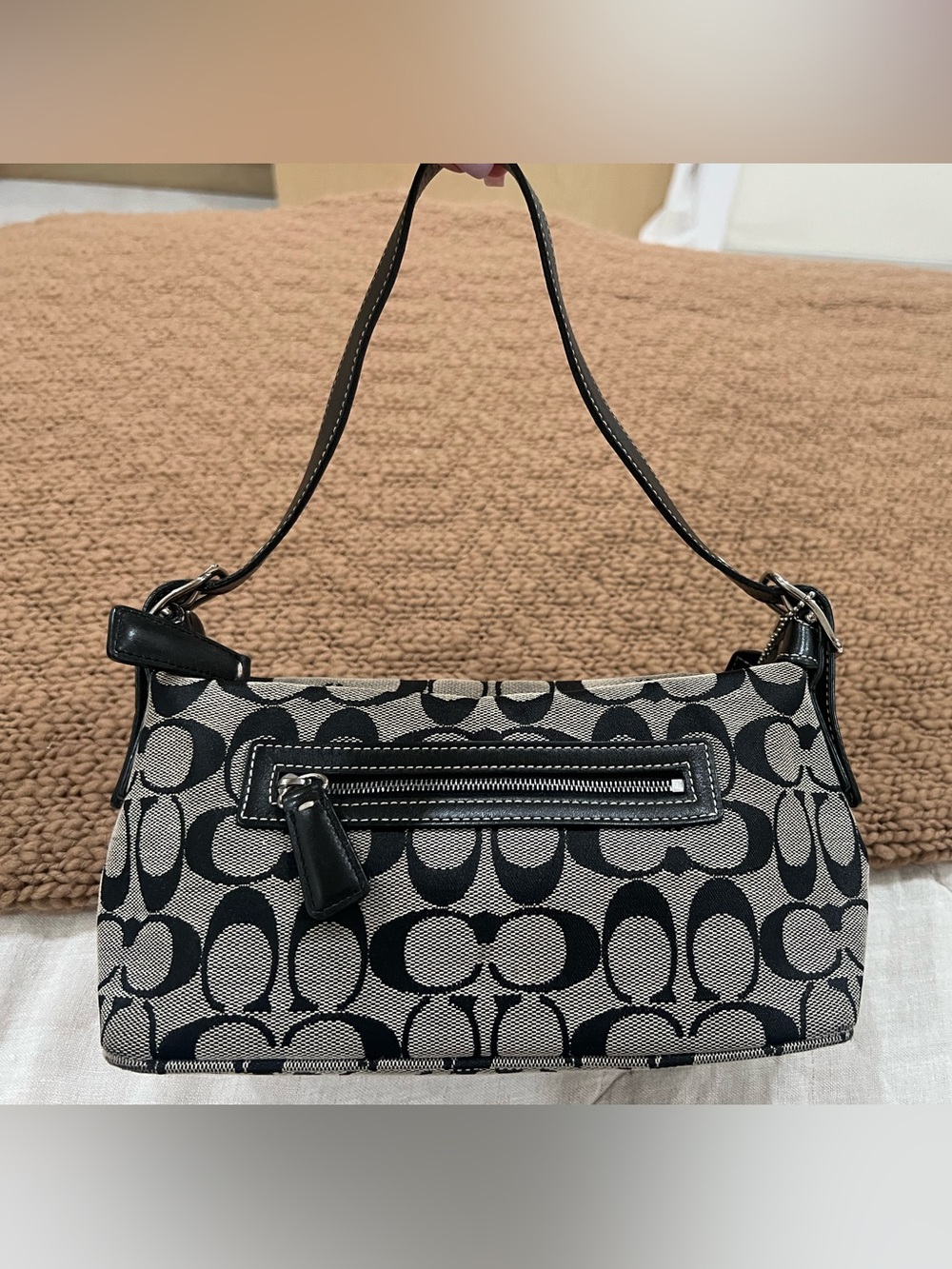 Coach Signature Jacquard Black & White Y2K Shoulder Bag